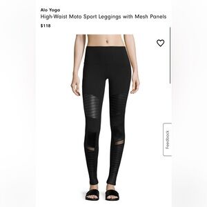 Alo Yoga High-Waist Moto Sport Leggings with Mesh Panels EUC‎ Size Small